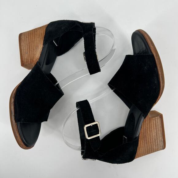 Kork Ease Gazania Sandals Women 7M Black Suede Leather Ankle Strap Open Toe Heel - Picture 6 of 10